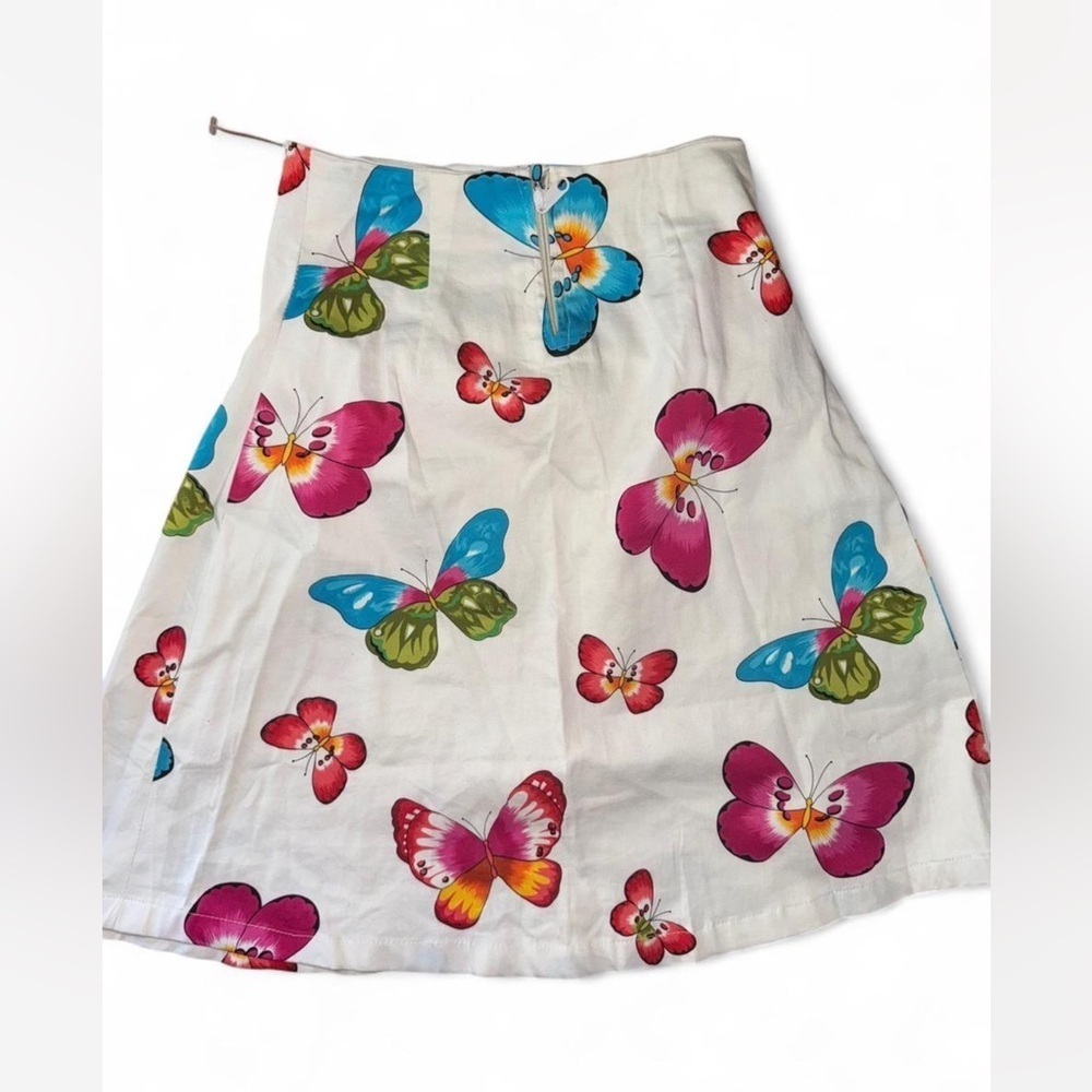 Blue and Pink Pleated A-Line Skirt